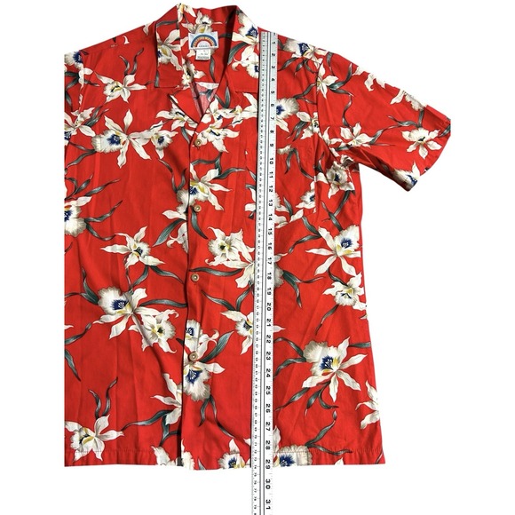 Vintage Paradise Found Hawaiian Shirt Mens Large Red Floral Aloha Made in Hawaii - Picture 2 of 8